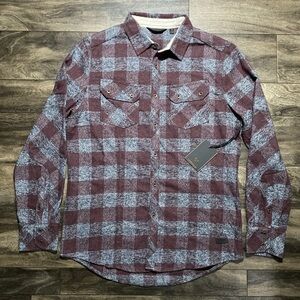 Outpost Makers Buffalo Check Flannel Shirt Men's Medium Black Heather/Maroon